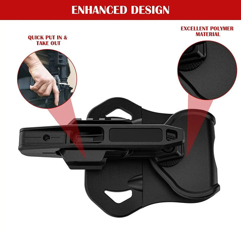 Universal Ambidextrous Light Bearing Holster for Railed Pistols