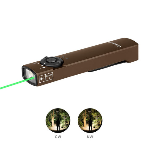 Olight Arkfeld Flat Flashlight with Green Laser & White Light (Rechargeable)